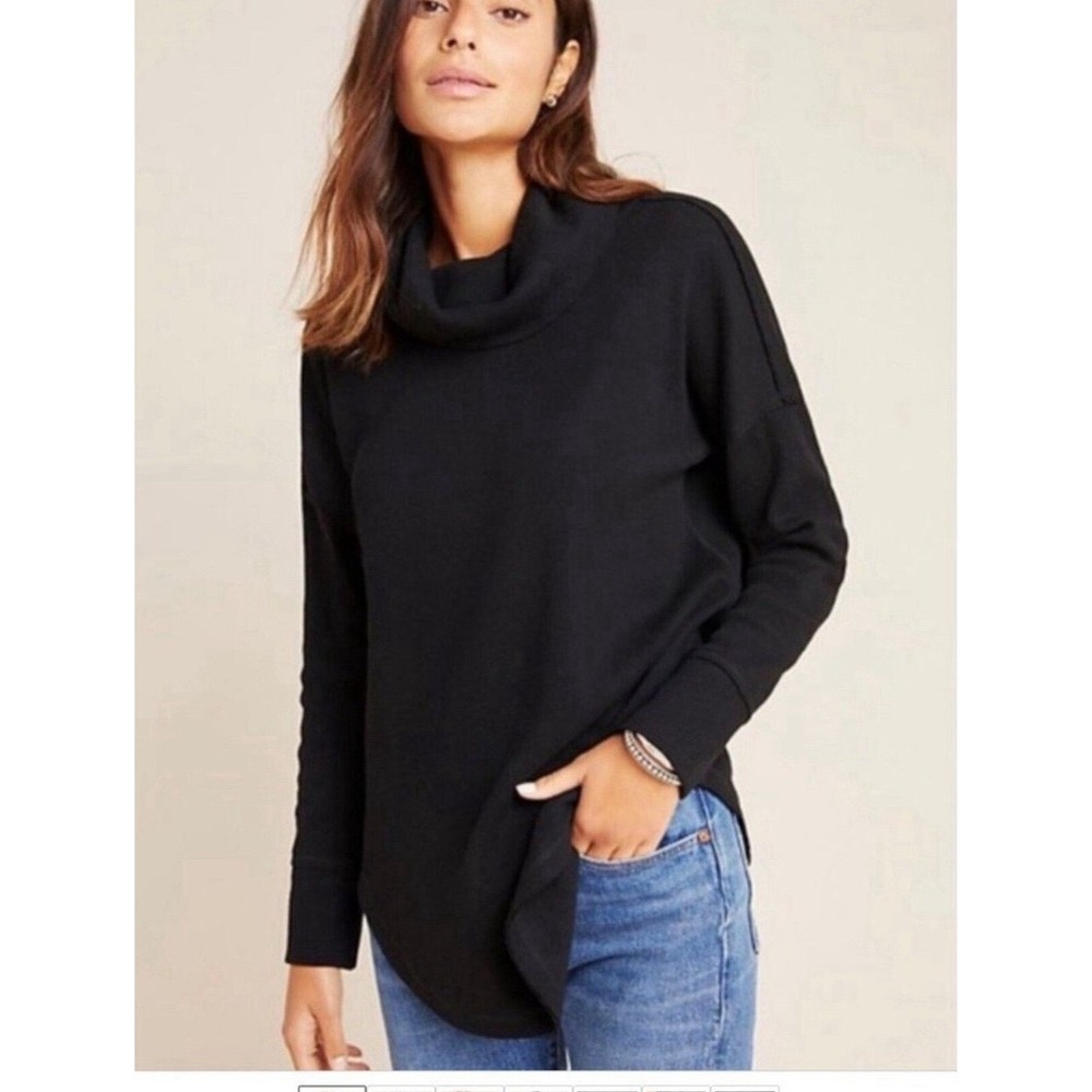 Maeve Anthropologie Minimalist Waffle Knit Cowl Neck Tunic Top Womens Mediumā